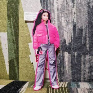Barbie x Kipling Pink Key Fob Bag Charm 2023 Mattel Barbie In Pink Coat